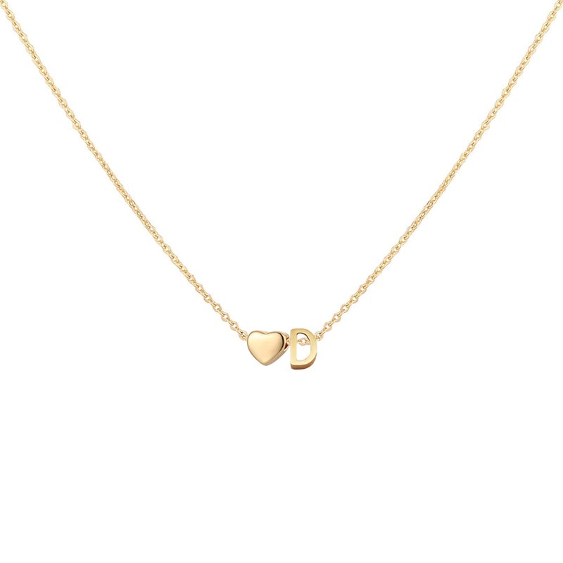 Glimmerst Initial Heart Necklace 18K Gold Plated Stainless Steel Tiny Heart Letter D Necklace Personalized Monogram Name Necklace for Women - Image 1